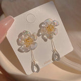 Daiiibabyyy  Vintage Acrylic Transparent Flower Glass Water Drop Dangle Earrings Fairy Temperament Jewelry Party Holiday Gifts