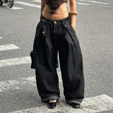 Daiiibabyyy  Women Striped Relaxed Fit Jeans Retro Low Rise Wide Leg Denim Pants Grunge Loose Trousers Spring Y2K Clothes 2026