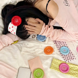 Daiiibabyyy  Summer Colorful Large Button Wave Point Hairband Korean Ins Y2K Retro Elastic Hairband Blogger Same Style Trendy Cool Hairband