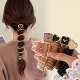 DAIIIBABYYY  -  Y2k Heart Design Ponytail Elastic Hair Bands Rubber Hair Ties Bundle Scrunchies Telephone Wire Hair Accessories Women Headband