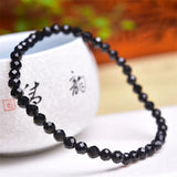 DAIIIBABYYY  -  2PCS 4MM Natural Black Tourmaline Facet Bracelet Handmade Crystal Quartz Jewelry Stretch Bangle Children Birthday Gift