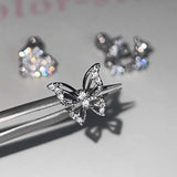 Daiiibabyyy  1Pcs Shiny Zircon Butterfly Stud Earrings For Women Stainless Steel Silver Color Hollow Ear Bone Nail Small Earrings Jewelry