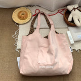Daiiibabyyy  Double-Sided Wear Suede Shoulder Bag Leopard Print Canvas Tote Casual Unisex Square Bag Open Top Shoulder Bag for Commuting