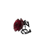 Daiiibabyyy  Retro Goth Style Red Rose Opening Rings for Women Punk Personality Crystal Flower Hollow Finger Ring Hip Hop Rock Party Jewelry