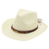 Daiiibabyyy  Vintage Summer Western Cowboy Hats Wide Brim Vacation Straw Cowgirl Hat Hiking Travel Sunscreen Visor Cap Outdoor