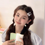 Daiiibabyyy 2pcs White Star Hair Side Clip for Women Girls Star Metal Snap Clip Hairpin Barrettes Korean Fashion Hair Styling Accessories