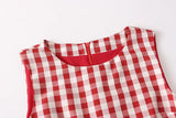 DAIIIBABYYY  -  Atmosphere Contrasting Color Checkered Lace Up Waist Cinched Sleeveless Dress