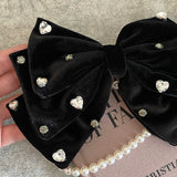 DAIIIBABYYY  -  Black Lace Embroidered Bow Hairpins Fashion Large HairClips For Women Girls Sweet Temperament Barrettes Female Party Headdress