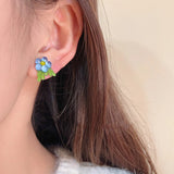 Daiiibabyyy  Forget-me-not Blue White Gradient Flower Stud Earrings Sweet Temperament Earring Jewelry For Lady and Girls Holiday Gifts