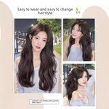 DAIIIBABYYY  -  Synthetic Hair Extensions For Women Hair Middle Parted Side Swept Bangs Wave Lazy Curling Summer Fashion Head Cover