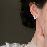 Daiiibabyyy  Sterling Silver Exquisite Sparkling Zircon Butterfly Stud Earrings for Women Classic Animal Fine Jewelry Insect Accessories