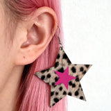 Daiiibabyyy  Y2K Jewelry Pink Leopard Print Star Earrings Women Punk Fashion Charm Striped Leopard Print Acrylic Earrings Gothic Accessories