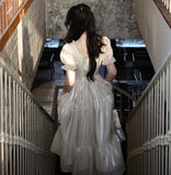 DAIIIBABYYY  -  Sweet Party Dress for Women French Elegant Square Collar Short Sleeves Princess Evening Dresses Summer Spring Casual Vestidos