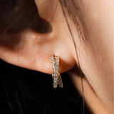 Daiiibabyyy  Sterling Silver Lines Crossing Zircon Stud Earrings for Women Party Fine Jewelry Light Luxury Accessories