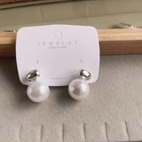 Daiiibabyyy French Elegant Gold Color Bean Spliced Flat Pearl Earrings for Korean Fashion Jewelry Party Women's Sweet Accessories New