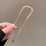 Daiiibabyyy  Metal Pearl Hairpins Metal U-Shaped Hair Clip Pins Vintage Long Thick French Pins Hair Sticks For Women Gifts