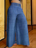 DAIIIBABYYY  -  Women's Loose Slim and Drapey Solid Color High-waisted Casual Wide-leg Pants