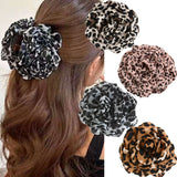 Daiiibabyyy  2/4-Piece Set of Stylish and Elegant Leopard Print Rose Red Hair Clips, Shark Clips for Back of the Head, Hair Accessories for Women, Suitable for Everyday Versatile Use