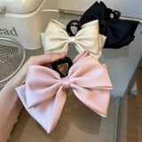 DAIIIBABYYY  -  Large Double sided Bow Clasp Clip Korean Fashion Hair Crab  Satin  Hair Shark Clip Back Head Spoon Hair Clip