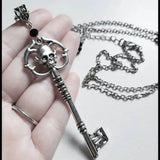 Daiiibabyyy  Goth Antique Silver Color Skeleton Key Necklace Creativity Pendant Charm Statement Punk Jewelry Fashion Women Halloween Gift