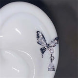 Daiiibabyyy  1Pcs Shiny Zircon Butterfly Stud Earrings For Women Stainless Steel Silver Color Hollow Ear Bone Nail Small Earrings Jewelry