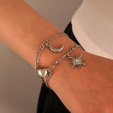 DAIIIBABYYY  -  2Pcs Bracelets for Women Men Fashion Couple Cuff Jewelry Vintage Chains Heart Magnet Bracelets Korea  Trendy Pulsera