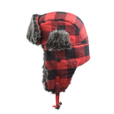Daiiibabyyy  Plaid Russian Trapper Hat Lei Feng Hat Thickened Warm and Fashionable Cotton Hat Pilot Hat