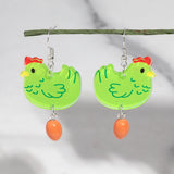 Daiiibabyyy  Funny Colorful Acrylic Hen Egg Drop Earrings for Women Lovely Cartoon Animals Dangle Earring Easter New Jewelry Gifts