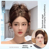 DAIIIBABYYY  -  High Top Ponytail Hair Extension Mermaid Curl Short Tail Clip on Fake Hair for Women Asian Fiber Tail Hair Extensions