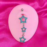 Daiiibabyyy  Egirl Body Piercing Blue Crystal Star Belly Button Rings Cute Korean Fashion Navel Piercing Sexy Accessories Y2K Body Jewelry