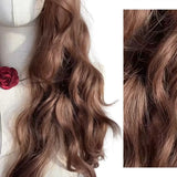 Daiiibabyyy  Chestnut Brown Long Water Wave Synthetic Wig Curtain Bangs Sweet Women Daily Party Lolita Cosplay Dating Costume Hairpiece