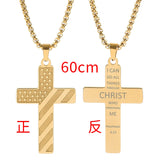 DAIIIBABYYY  -  American Flag Cross Necklace Stainless Steel Inspirational Bible Verse HipHop Lettering Pendant Chain for Boys Men Jewelry
