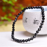 DAIIIBABYYY  -  2PCS 4MM Natural Black Tourmaline Facet Bracelet Handmade Crystal Quartz Jewelry Stretch Bangle Children Birthday Gift