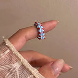 Daiiibabyyy  Boho Cute Romantic Macaron Color Love Heart Enamel Opening Rings for Women Charm Trendy Personality Y2K Finger Jewelry Girl Gift