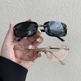 Daiiibabyyy  New Fashion Korean Y2K Sunglasses for Women Men Square Frameless Sun UV Protection Outdoor Sports Outfits Glasses Decoration