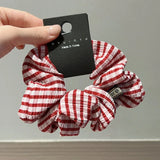 DAIIIBABYYY  -  Satin Silk Scrunchies for Hair Free Shipiping Ties Romantic Plaid Pattern Korean Fashion Hairstyle  Elastic Hair Rubber Bands
