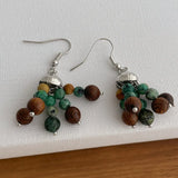 Daiiibabyyy  Chinese Style Mix Color Natural Stone Wood Beads Strand Dangle Earrings for Women Gold Silver Plated Alloy Daily Jewelry