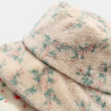 Daiiibabyyy  Women Autumn Winter Printed Plush Bucket Hat Vintage Floral Print Fluffy Hat Korean Warm Fisherman Hats