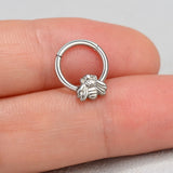 DAIIIBABYYY  -  1Piece Flower Moon Snake CZ Nose Hoop Butterfly Leaf Daith Conch Helix Stud Earrings Internal Thread Piercing Surgical Steel 16G