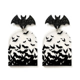Daiiibabyyy Scattered Black Bat Earrings for Women Fall Spooky Halloween Jewelry Clear Round Heart Teardrop Acrylic Earring Gothic Gifts