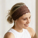 Daiiibabyyy  Vintage Lace Headband Fashion Scarf for Women Beach Travel Hair Accessories Stretchy Wide Band Hollow Out hair hoops