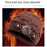 Daiiibabyyy  New Knitted Warm Hat Thickned Windproof Pullover Hat Floral Embroidery Cold Proof Earmuffs Cap Winter