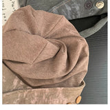 Daiiibabyyy  Japanese Button Design Retro Pullover Stacking Hat Women's Spring and Autumn Versatile Big Head Fashion Skull Beanie Caps