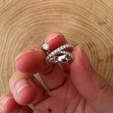 Daiiibabyyy  Korean Fashion Intersection Thin Rings for Women Shiny Crystal CZ Tail Ring Exquisite Jewelry Wedding Accessories Gift