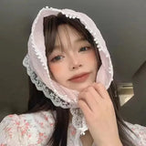 DAIIIBABYYY  -  Korean Ins Lace Hair Scarf Women Retro Triangle Hair Band Strap Hair Bag Headscarf Hat Travel Photo Headband Turban Accessorie