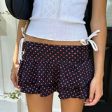 Daiiibabyyy  Polka Dot Half-length Skirt with Puffy Waist And Lace Trim for Women Short Cake Skirt with Lining Summer Autumn Fashion