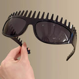 Daiiibabyyy  New Fashion Punk Black Headband Sunglasses High-End Sense Women's Sun Glasses Special Shape Outdoor Casual Sunglasses Decoration