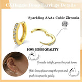 Daiiibabyyy 1Pair Gold Color Hoop Earrings For Women Fashion Cubic Zirconia Small Huggie Cartilage Earrings Helix Tragus Piercing Jewelry