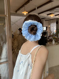 Daiiibabyyy  Cute Scrunchies Sweet Style Checkered Lace Four Layer Large Intestine Hair Band Hair Tie Bun Hairstyle Hair Band Hair Accessory