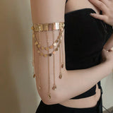Daiiibabyyy  Korean Ins Star Fringe Open Bangles for Women Temperament Arm Chain Spice Sweet Cool Wind Y2k Fashion Hand Jewelry Goth Girl
